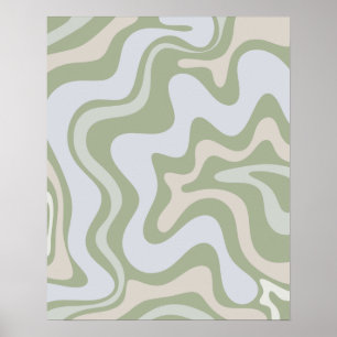 Poster Padrão de Abstrato de espiral líquida em verde de