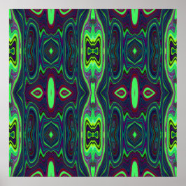 Poster Padrão de Abstrato de Retro, Vermelho e Azul