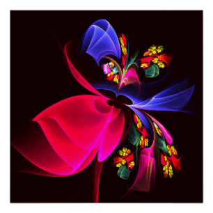 Póster Padrão de Abstrato Floral Moderno Colorido #06