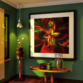 Poster Padrão de Abstrato Floral Verde Moderno #05