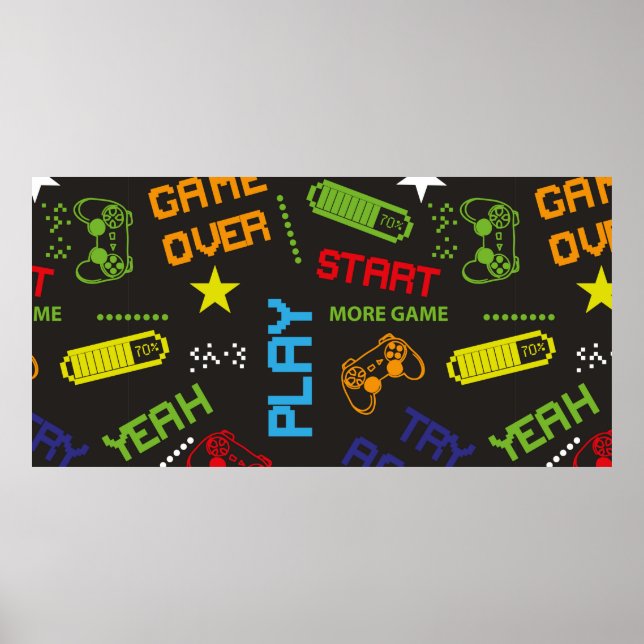 Poster padrão de abstrato ininterrupto no estilo de jogo  (Frente)