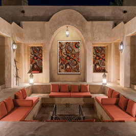 Poster Padrão de Abstrato Laranja de Pêssego Moderno