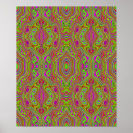 Poster Padrão de Abstrato magenta do Trippy Retro Chartre