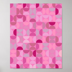 Poster Padrão de Abstrato moderno do meio século rosa