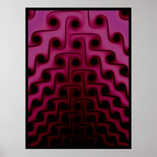 Poster Padrão de Abstrato preto e rosa escuro