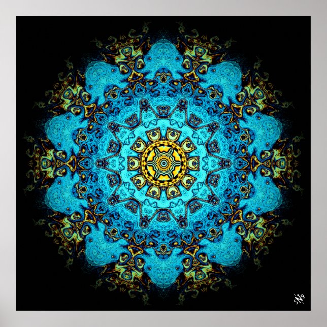 Poster Padrão de abstrato psicodélico colorido (Frente)