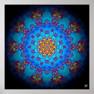 Poster Padrão de abstrato psicodélico colorido