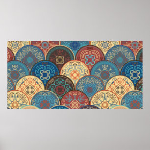 Poster Padrão de abstrato sem costura de abstra de cor de