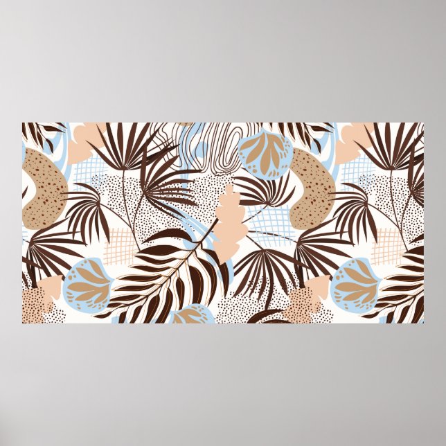 Poster Padrão de abstrato sem costura no fundo branco (Frente)
