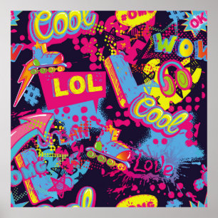 Poster Padrão de adolescentes abstrato sem problemas. His