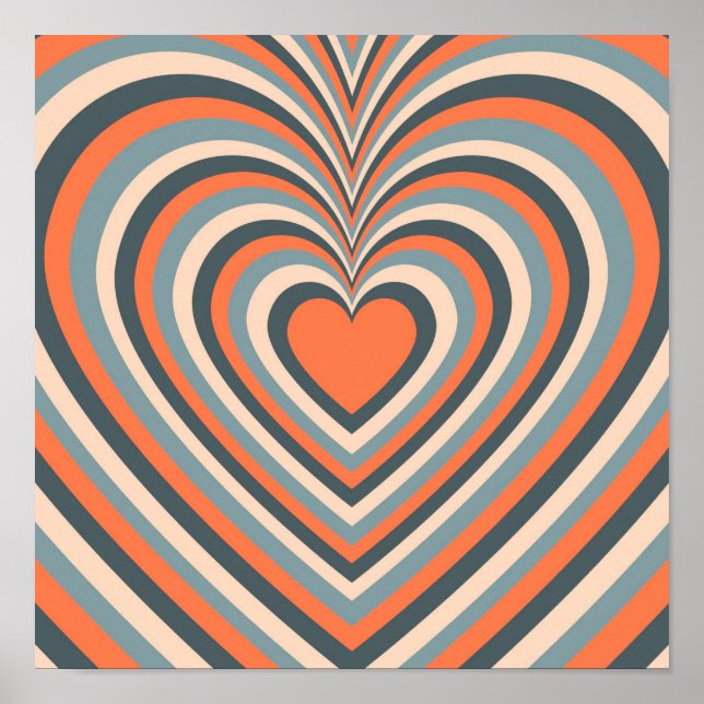 Poster Padrão de Amor do Coração Hipnótico da Cinza Laran (Frente)