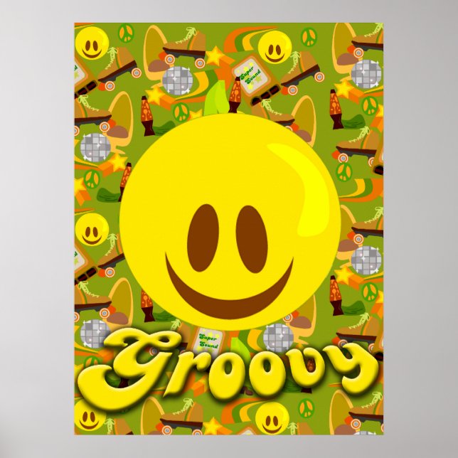 Póster Padrão de Anos setenta Groovy (Frente)