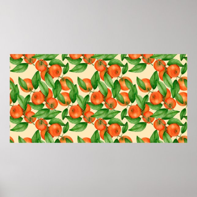 Poster Padrão de aquarela da tangerina (Frente)