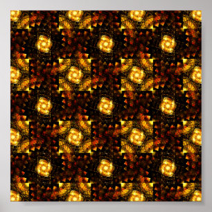 Poster Padrão de Arte Abstrata Boho Moderno Elegante Dour