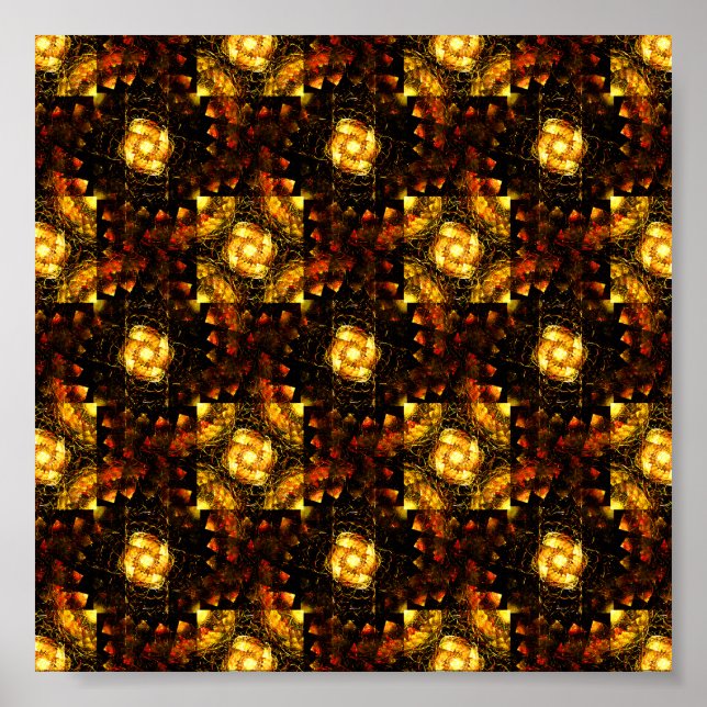 Poster Padrão de Arte Abstrata Boho Moderno Elegante Dour (Frente)