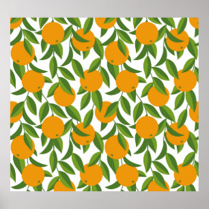 Poster Padrão de arte da laranjeira sem costura.