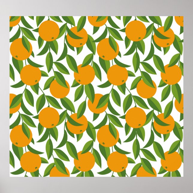 Poster Padrão de arte da laranjeira sem costura. (Frente)