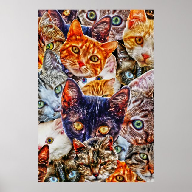 Poster Padrão de Arte de Gato (Frente)