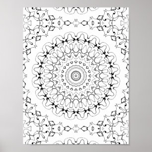 Poster Padrão de Arte de Página para Colorir Ondulação de