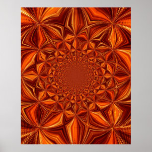 Poster Padrão de Arte Digital Kaleidoscópio Vermelho-6666