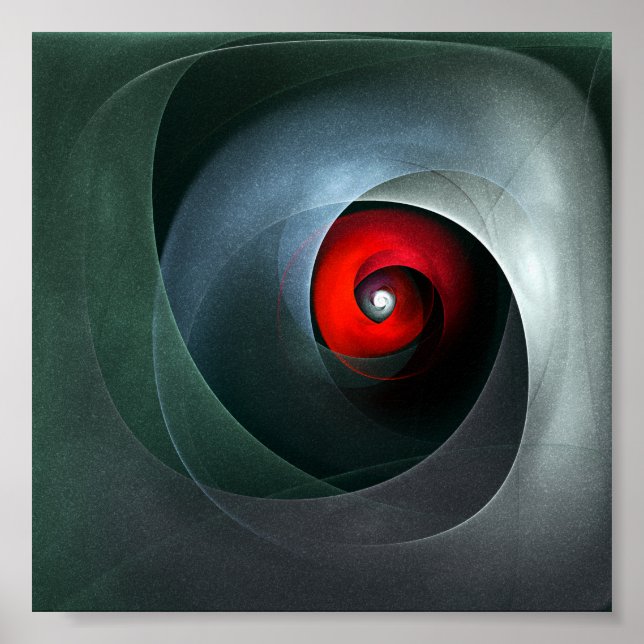 Poster Padrão de Arte Moderna Abstrato de Roteiro Vermelh (Frente)