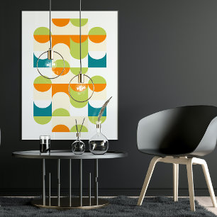 Poster Padrão de arte mosaico abstrato chique de meio cír