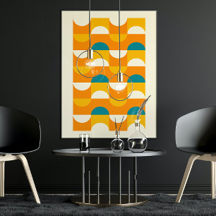 Poster Padrão de Arte Mosaico Abstrato de Meios Círculos 