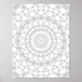 Poster Padrão de Arte para Colorir Anéis de Pétalas Mecân