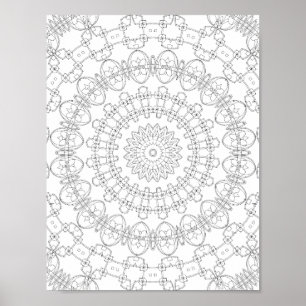 Poster Padrão de Arte para Colorir Anéis de Pétalas Mecân