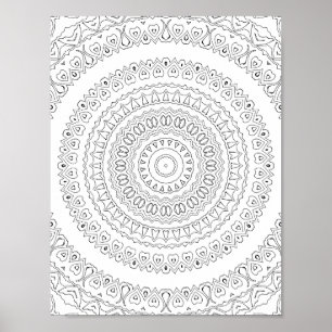 Poster Padrão de Arte para Colorir Ondas de Coração Concê