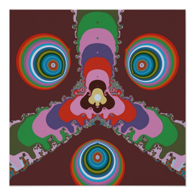 Póster Padrão de Arte Retro Psicodélico dos Anos 70 (Frente)
