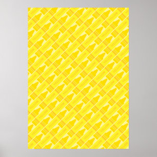 Poster Padrão de Artsy Crayon Amarelo-Bonito