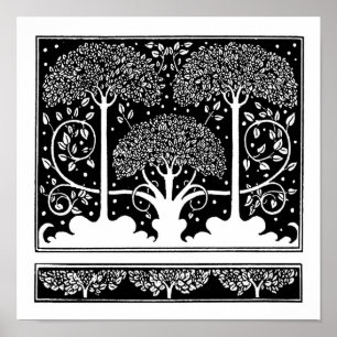 Póster Padrão de Árvore Art Nouveau Beardsley