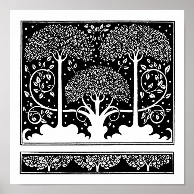 Póster Padrão de Árvore Art Nouveau Beardsley (Frente)