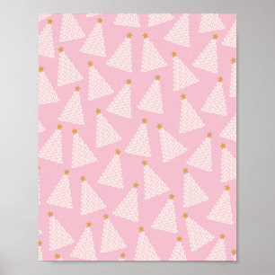 Poster Padrão de Árvore de Natal Rosa