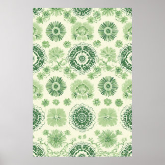 Poster Padrão de Azulejo Botânico Verde Inspirado na Vitó