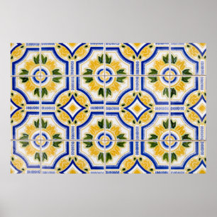 Póster Padrão de azulejo brilhante, Portugal