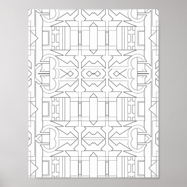 Poster Padrão de Azulejo Geométrico Ousado em Linhas para (Frente)