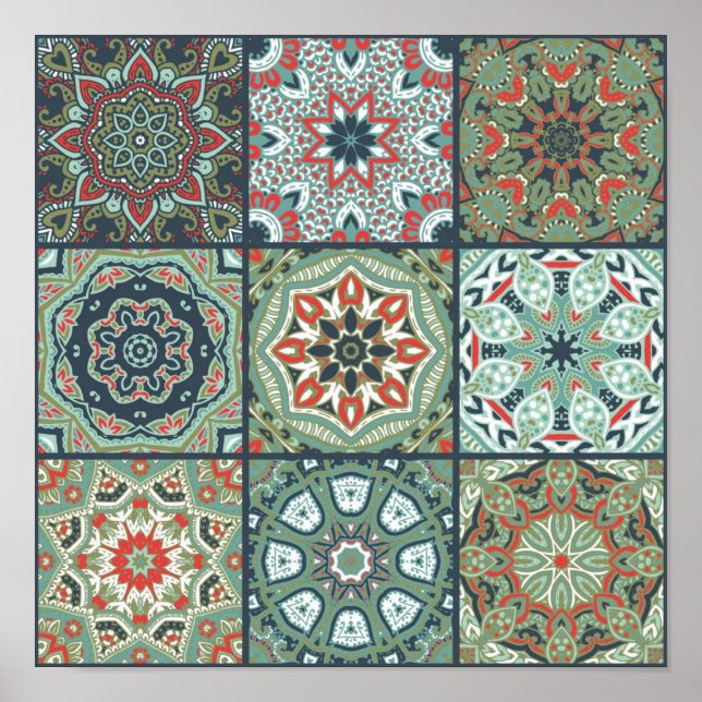 Poster Padrão de azulejos cerâmicos (Frente)