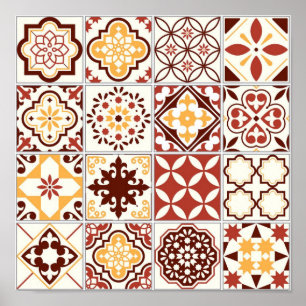 Poster Padrão de azulejos cerâmicos