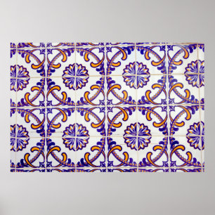 Poster Padrão de azulejos close-up, Portugal