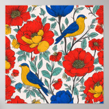 Padrão de azulejos de arte popular de alta saturaç