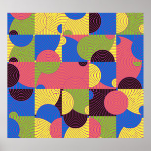 Poster Padrão de Azulejos Vintage Retro 1960s