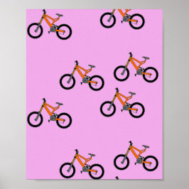 Poster Padrão de bicicletas a rosa
