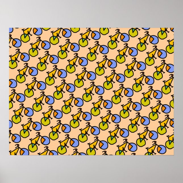 Póster padrão de bicicletas felizes (Frente)