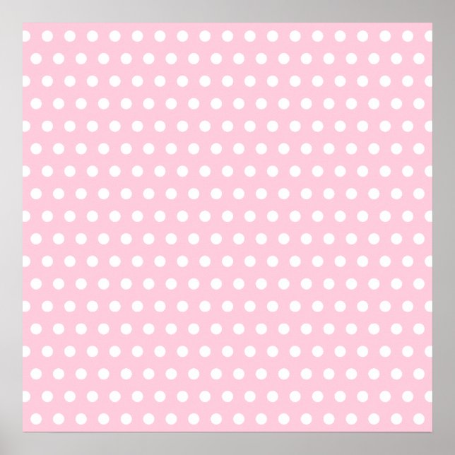 Póster Padrão de Bolinhas rosa e branco. (Frente)