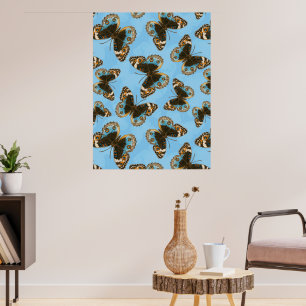 Poster padrão de borboleta pansy azul