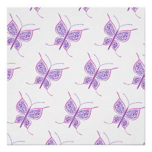 Póster Padrão de Borboleta Roxa