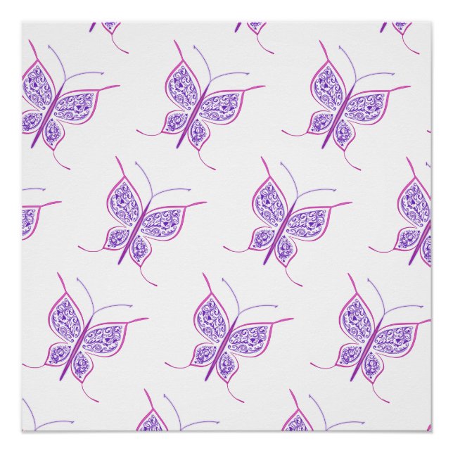 Póster Padrão de Borboleta Roxa (Frente)