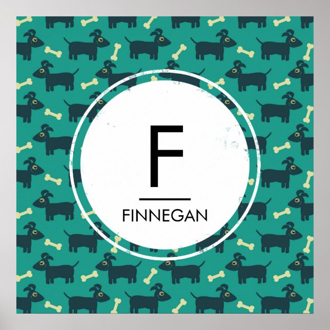 Poster Padrão de Cachorro Bonito com Ouvidos de Disquete  (Frente)